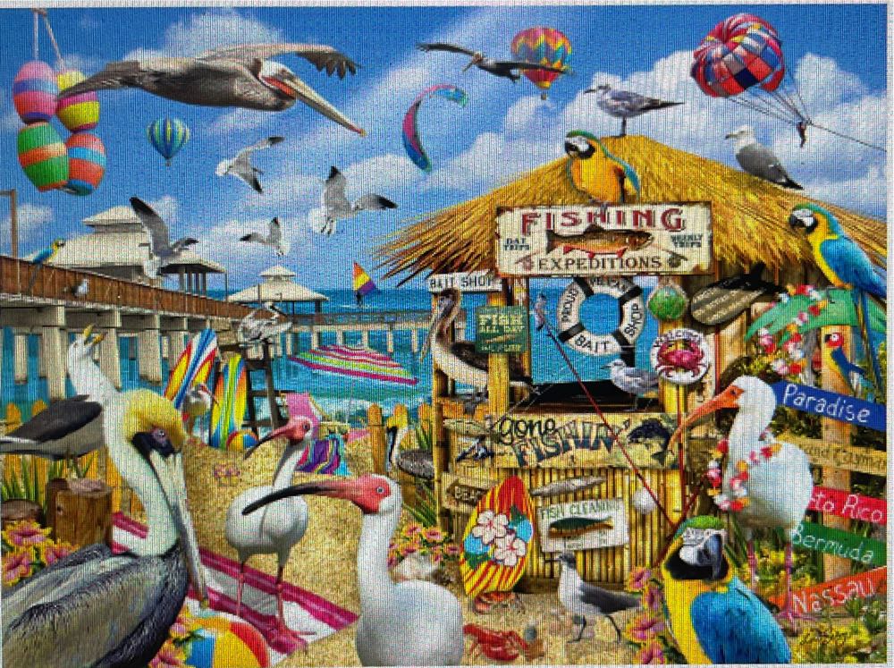 Pelican Paradise - Completed — RETIRED— Traveling Puzzle - White Mountain puzzle collectible - Main Image 2