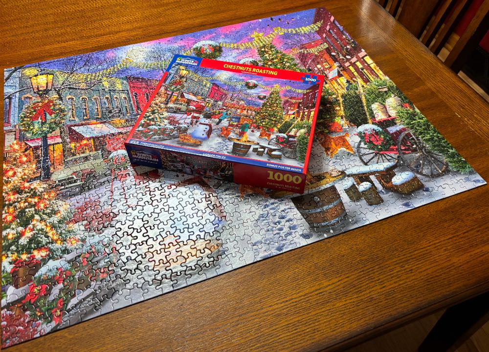 Chestnuts Roasting - White Mountain puzzle collectible [Barcode 724819267293] - Main Image 4