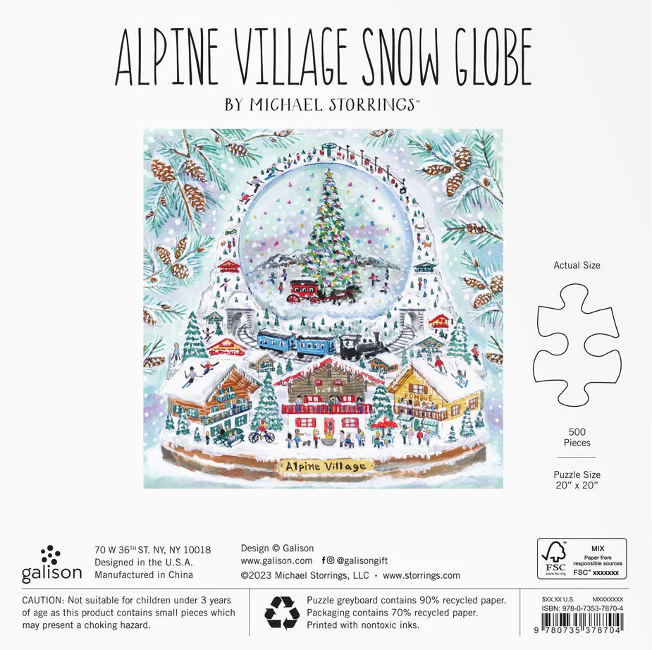 Alpine Village Snow Globe - Galison puzzle collectible [Barcode 9780735378704] - Main Image 3