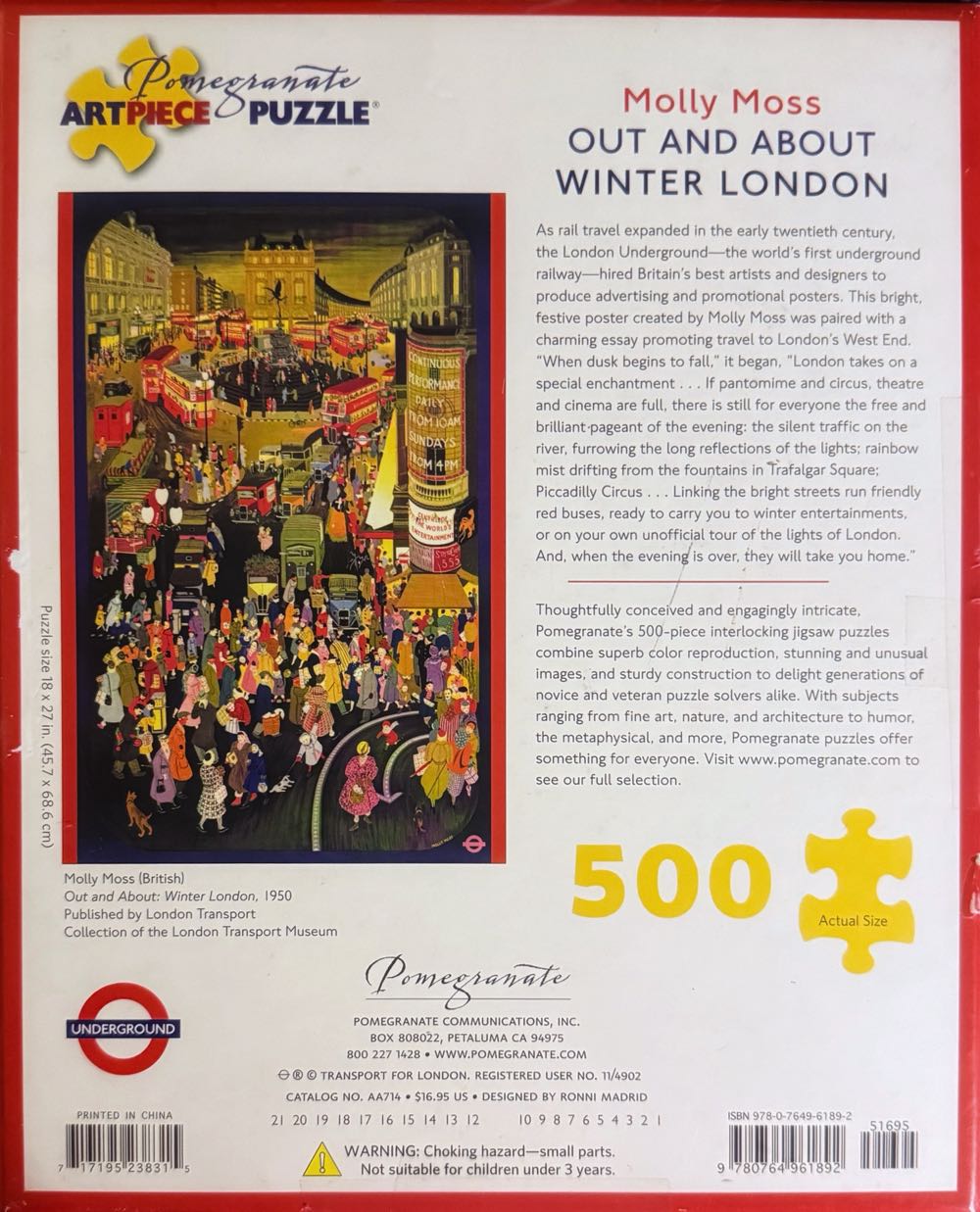 Out and About Winter London - Pomegranate puzzle collectible [Barcode 9780764961892] - Main Image 3