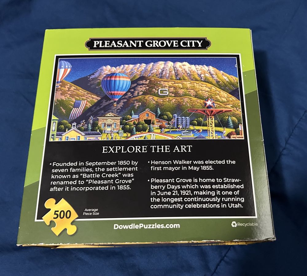 Pleasant Grove City - Save For Vicki Linschied - Dowdle puzzle collectible [Barcode 671095005111] - Main Image 3