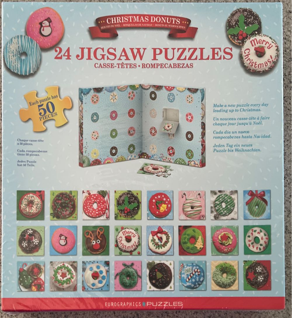 Advent Calendar: 24 Jigsaw Puzzles50 Pieces Each Puzzle Christmas Donuts - EuroGraphics puzzle collectible [Barcode 628136658065] - Main Image 2