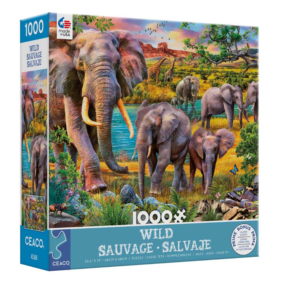 Wild Elephant Family - Ceaco puzzle collectible - Main Image 2