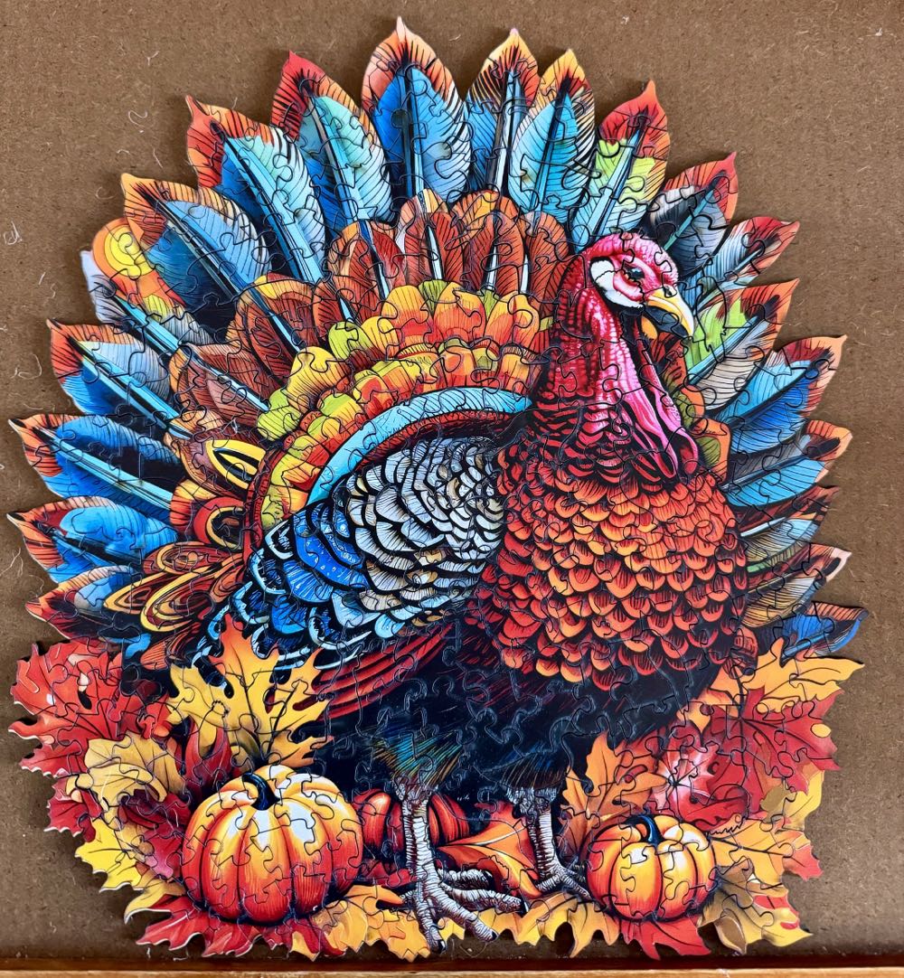 Colorful Turkey - Framed - Wood Bests puzzle collectible - Main Image 2