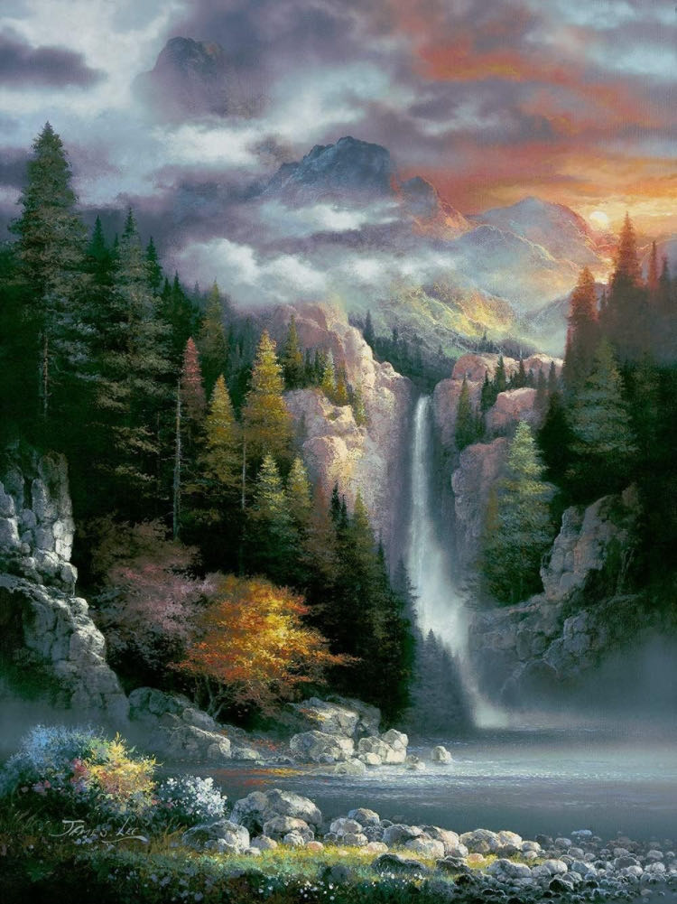 James Lee - Misty Falls - SunsOut puzzle collectible [Barcode 796780180918] - Main Image 2