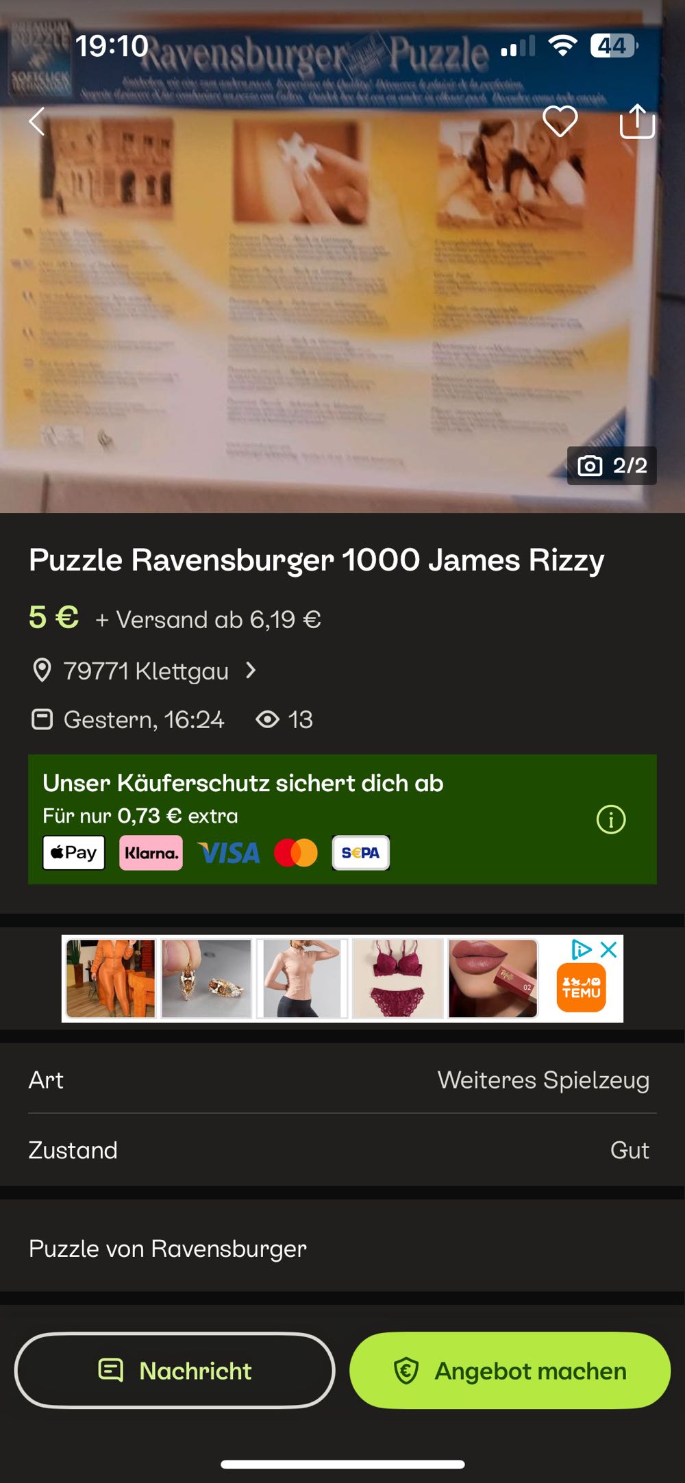 Fun Sun On The Right Night 🇨🇦🟦 - Ravensburger puzzle collectible [Barcode 4005556150656] - Main Image 4