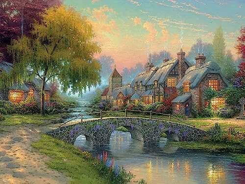 Ceaco Thomas Kinkade Cobblestone Bridge Glitter 750 Piece Jigsaw Puzzle - Ceaco puzzle collectible [Barcode 021081110280] - Main Image 1