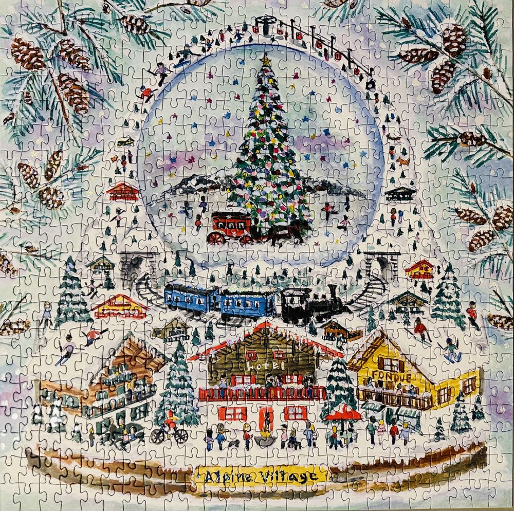 Sold - Alpine Village Snow Globe - Galison puzzle collectible - Main Image 2