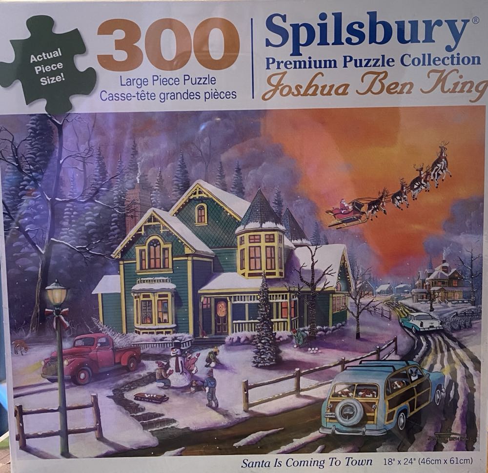 300 Piece J.b. King Art Puzzle ”santa Is Coming To Town” 18”x 24” Large Pieces  puzzle collectible [Barcode 810061442134] - Main Image 2