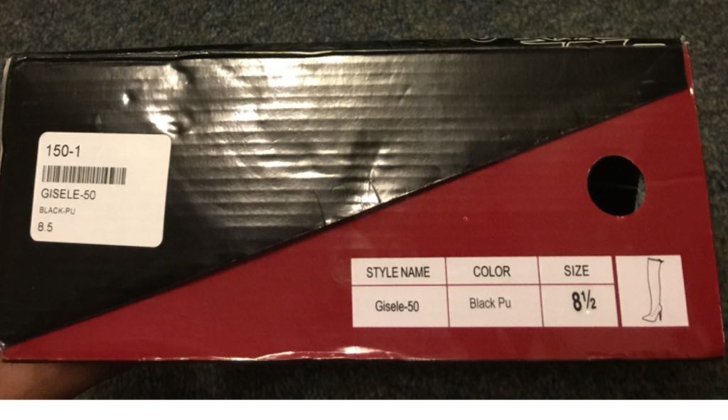 Thigh High Black Leather Boots (Sz 8.5) - Liliana shoe collectible - Main Image 2