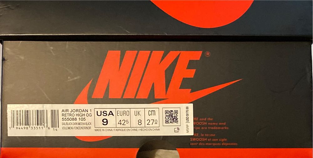 Air Jordan Retro 1 High “Dark Mocha - Jordan shoe collectible [Barcode 194498335116] - Main Image 3