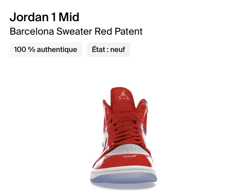 Nike Jordan 1 Mid Barcelona Sweater Red Patent Bred  shoe collectible - Main Image 2