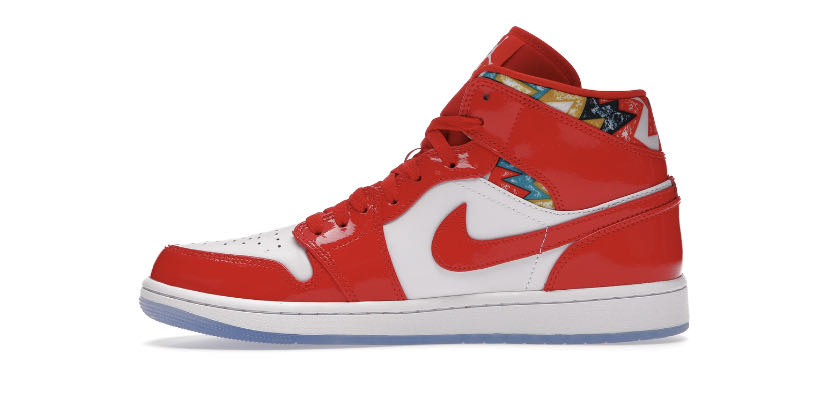 Nike Jordan 1 Mid Barcelona Sweater Red Patent Bred  shoe collectible - Main Image 3