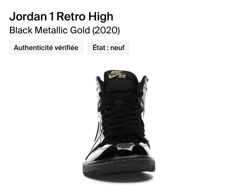Jordan 1 Retro High Black Metallic Gold (2020)  shoe collectible - Main Image 2