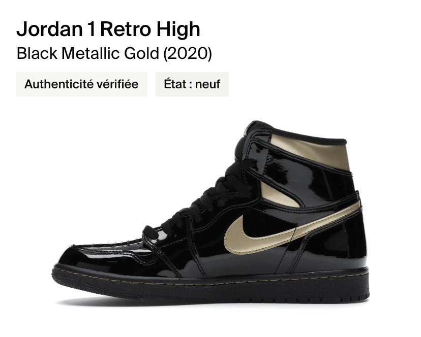 Jordan 1 Retro High Black Metallic Gold (2020)  shoe collectible - Main Image 3