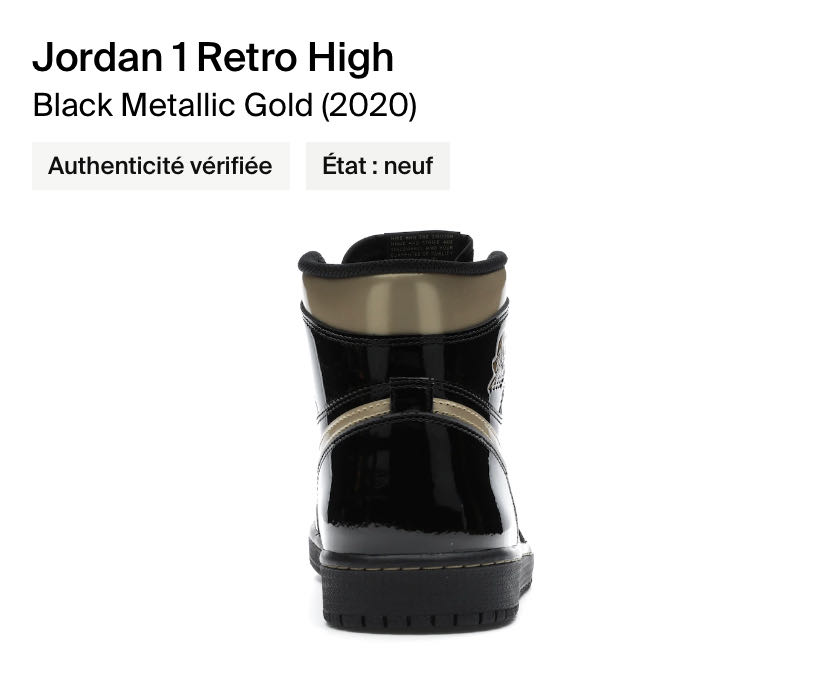 Jordan 1 Retro High Black Metallic Gold (2020)  shoe collectible - Main Image 4