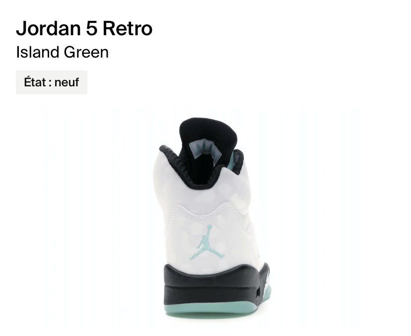 Jordan 5 Retro Island Green  shoe collectible - Main Image 4