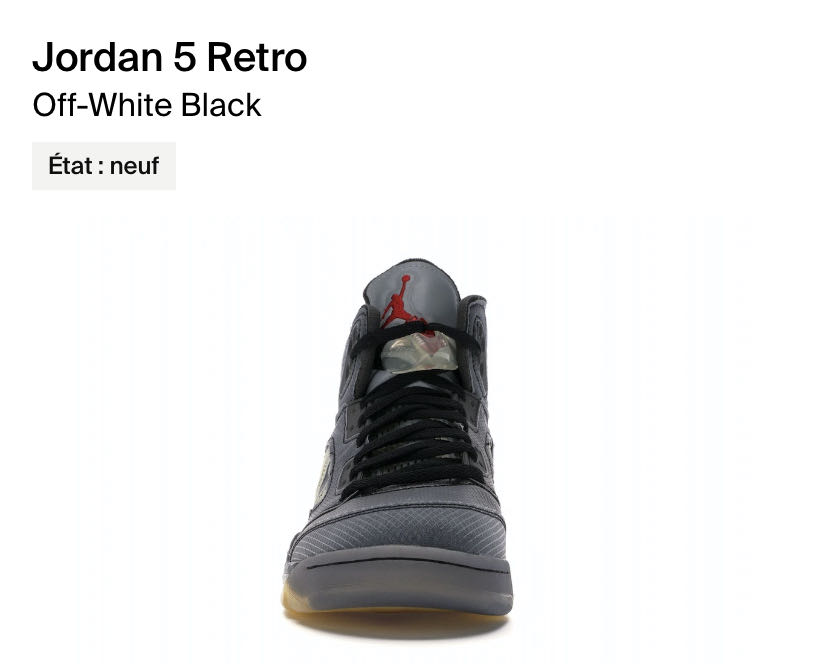 Jordan 5 Retro Off-White Black  shoe collectible - Main Image 2
