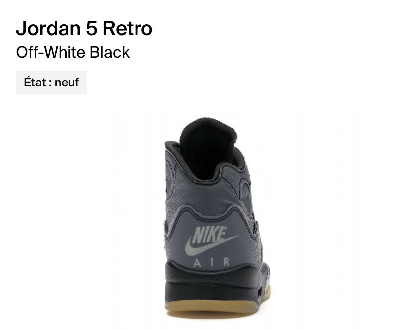 Jordan 5 Retro Off-White Black  shoe collectible - Main Image 4