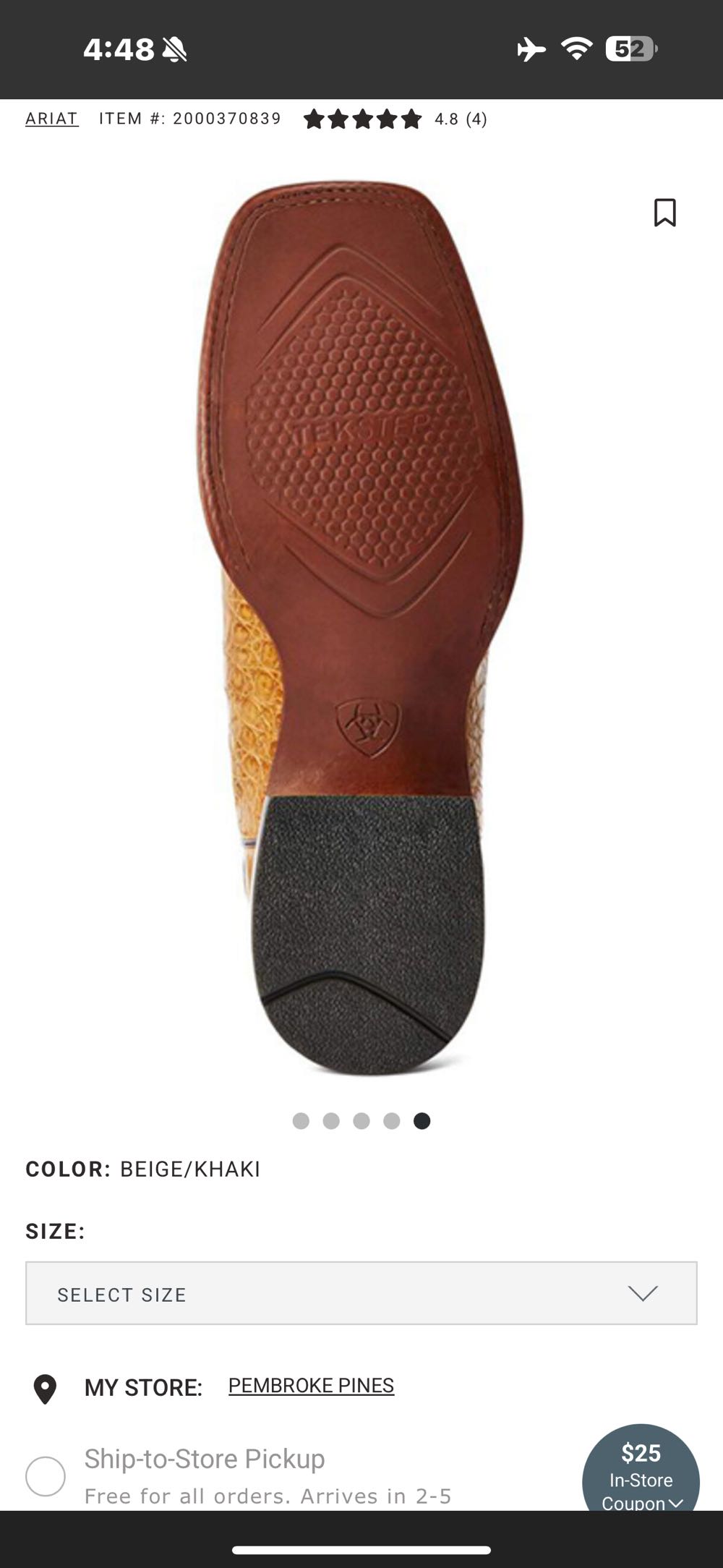 Alligator - Gunslinger Caimen Belly Vamp - Ariat shoe collectible - Main Image 3