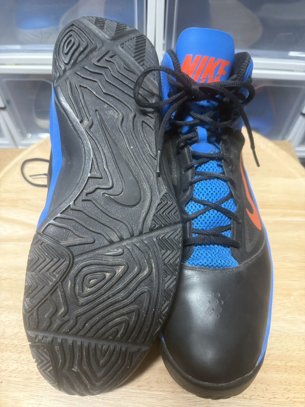 Nike Dual fashion BB II Men’s basketball shoes blue and orange 2013 high tops - Nike shoe collectible - Main Image 2