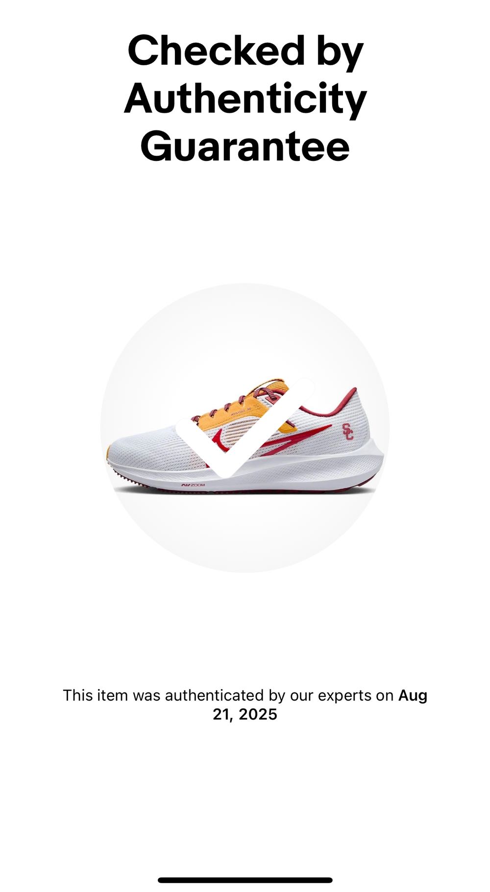 USC Nike Zoom Pegasus 40 - Nike shoe collectible [Barcode 196609367054] - Main Image 4