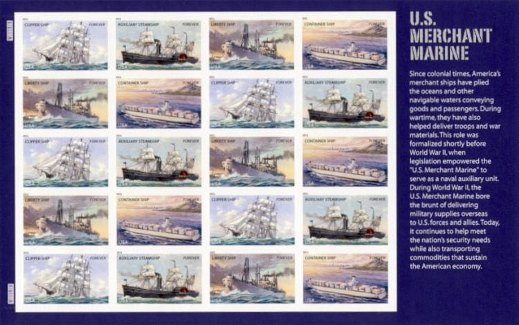 4549 U.S. Merchant Marine — Auxiliary Steamship [FOREVER]  stamp collectible - Main Image 2