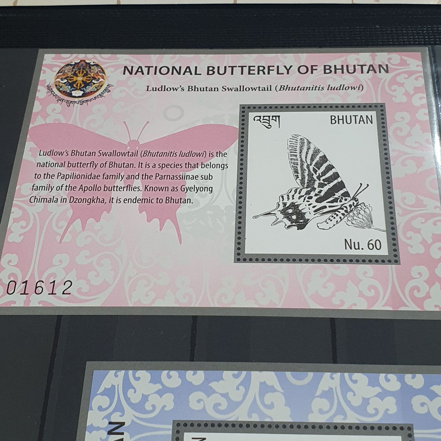 National Butterfly Of Bhutan  stamp collectible - Main Image 2