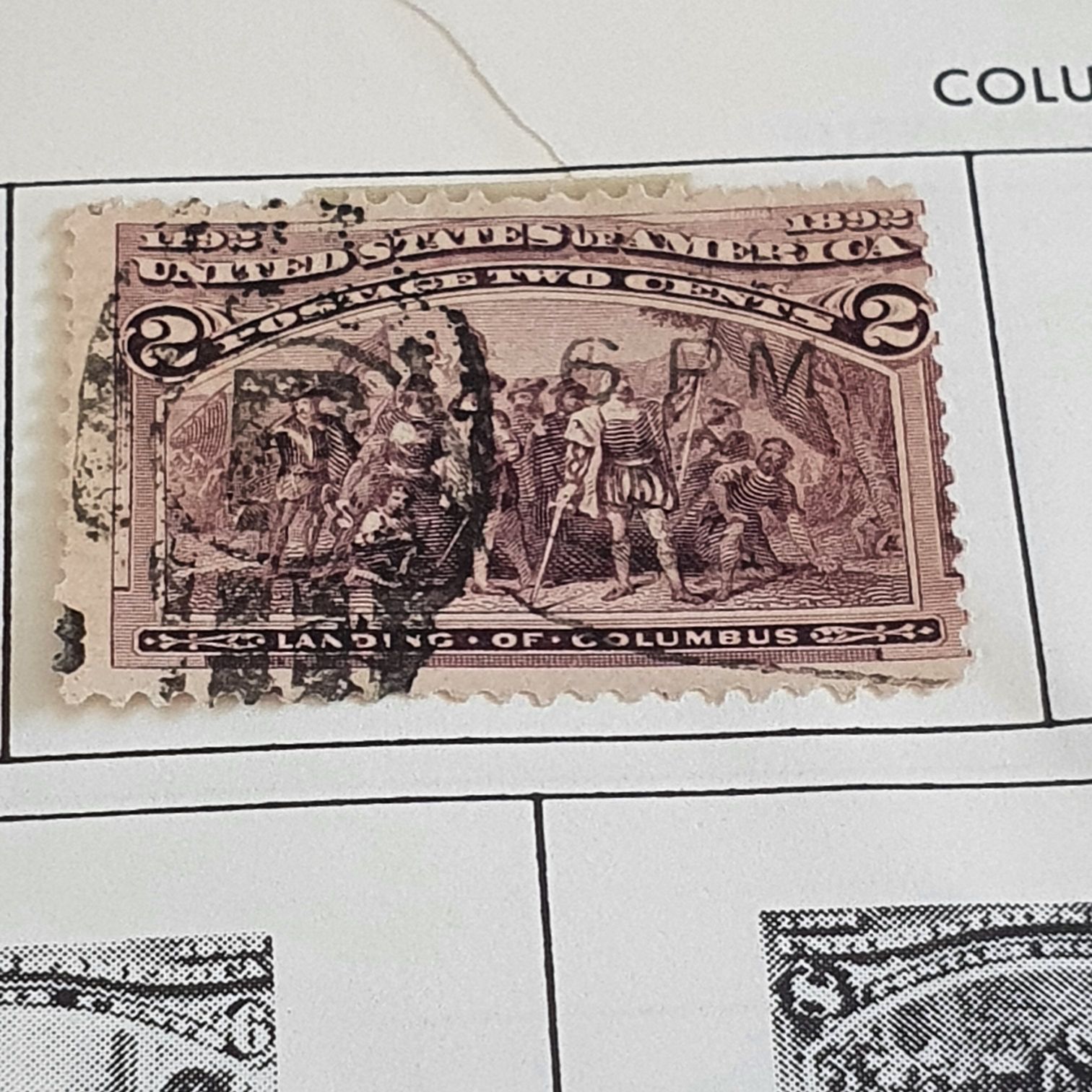 Landing of Columbus 2-cent commemorative stamp  stamp collectible - Main Image 2