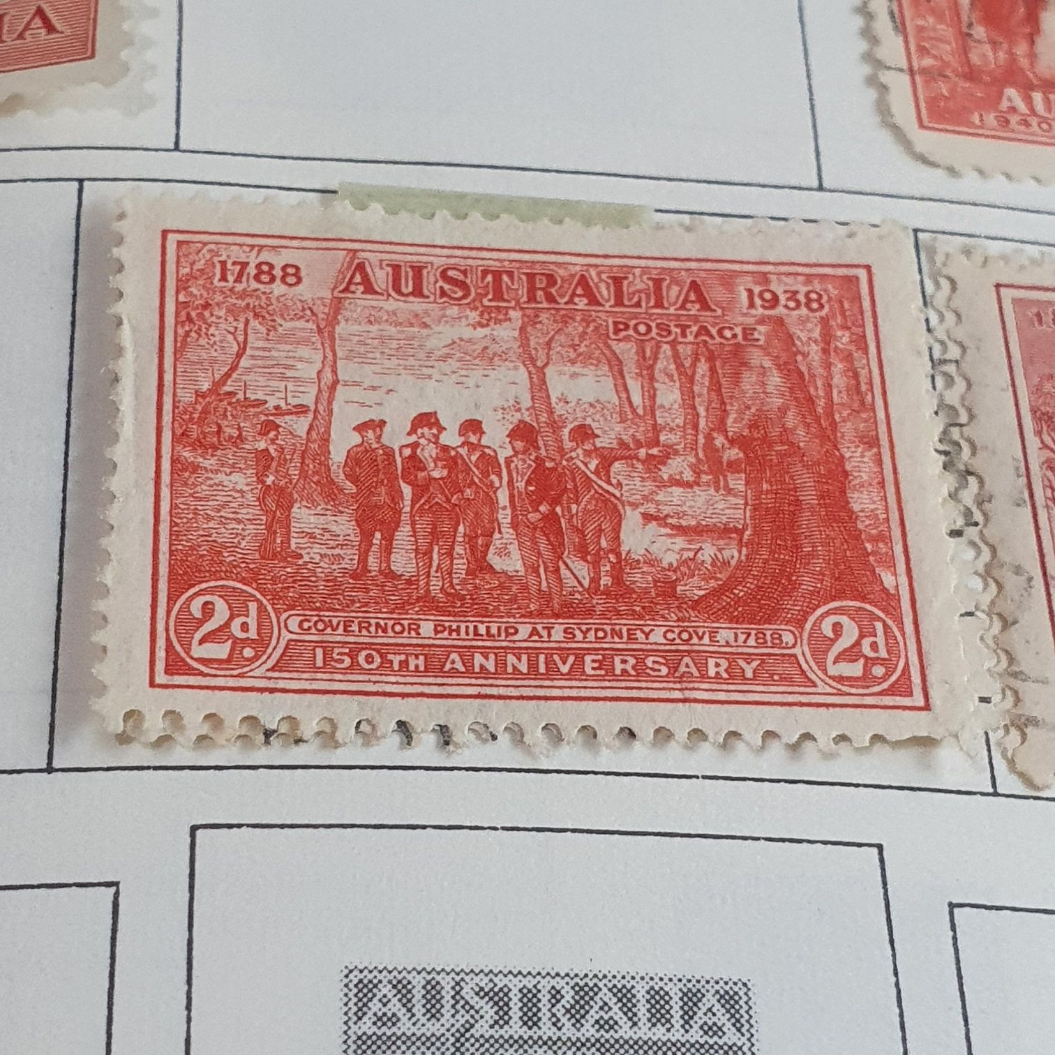 150th Anniversary Of Governor Philip At Sydney Cove 1788 1938  stamp collectible - Main Image 2