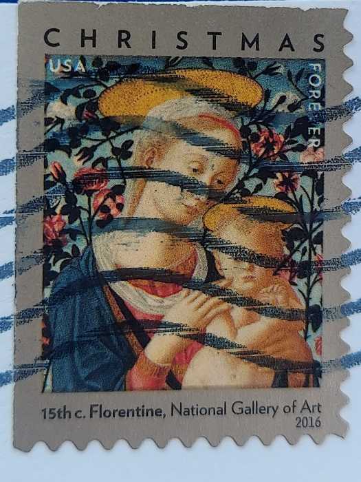 Traditional Christmas: Florentine Madonna And Child  stamp collectible - Main Image 2