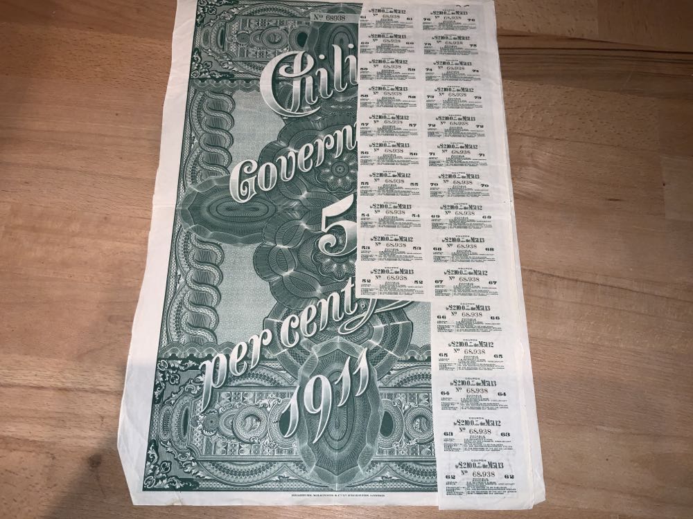 Chilenische 5% Staatsanleihe Von 1911 Grün  stamp collectible - Main Image 2