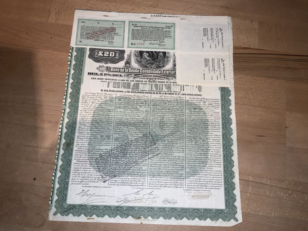 Bono De La Deuda Consolidada Exerior Mexicana  stamp collectible - Main Image 1