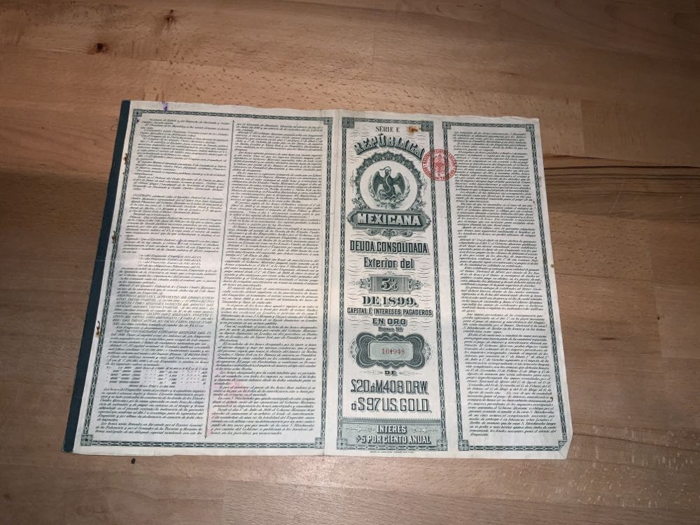 Bono De La Deuda Consolidada Exerior Mexicana  stamp collectible - Main Image 2