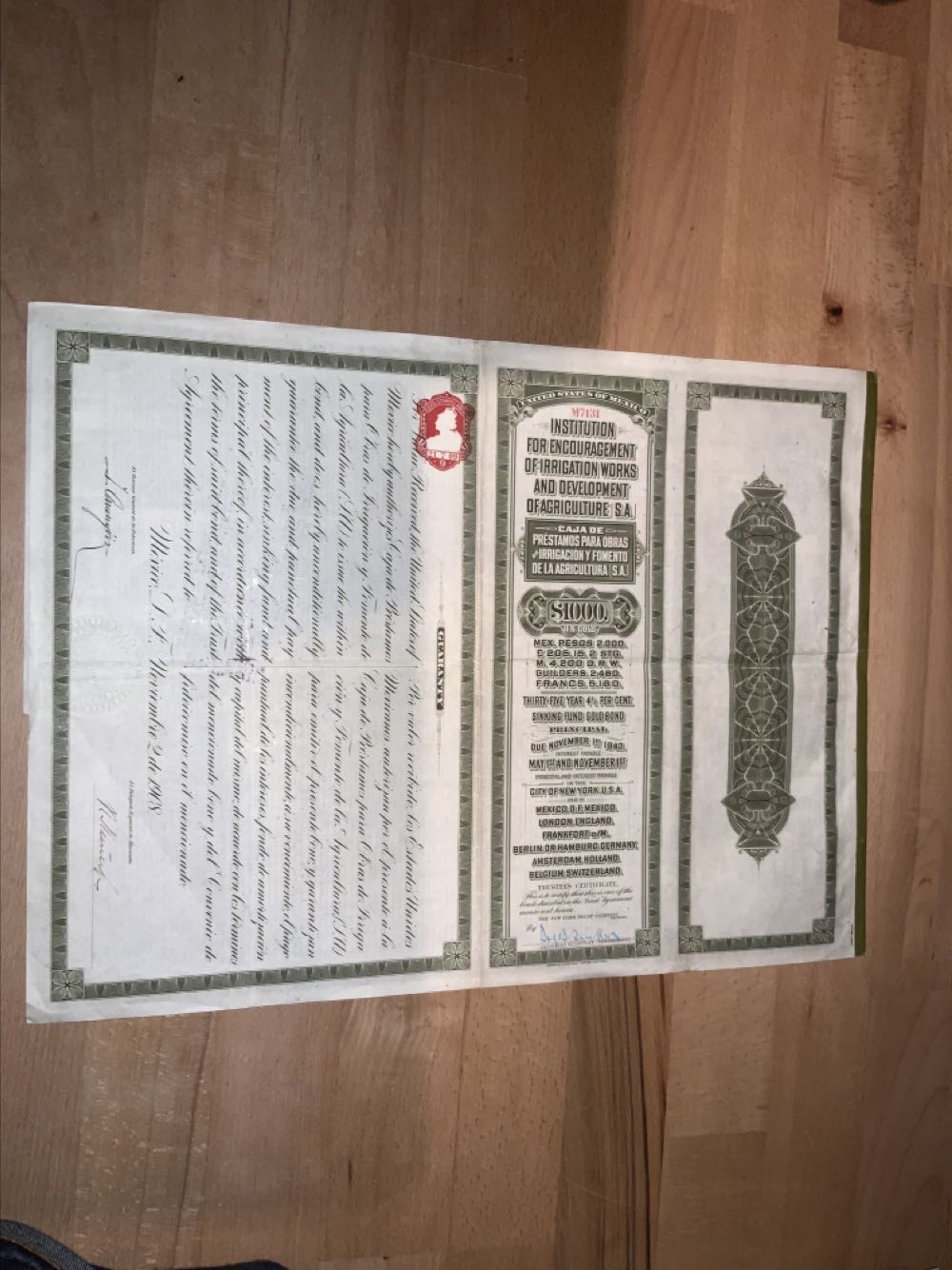 Institution For Encouragement Of Irrigration Works And Delelopment Of Agriculture SA  stamp collectible - Main Image 2