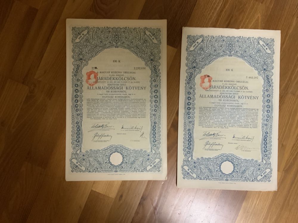 Königreich Ungarn Mit 6% Verzinsliche Renten-Anleihe Von 1912 Über 1000 Kronen  stamp collectible - Main Image 2