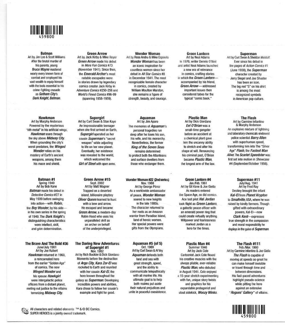 2005 DC Comics Super Heroes Stamp Sheet NM+ Condition 39 Cent Stamps QE-17 DC Comics Super Heroes Stamps  stamp collectible - Main Image 3