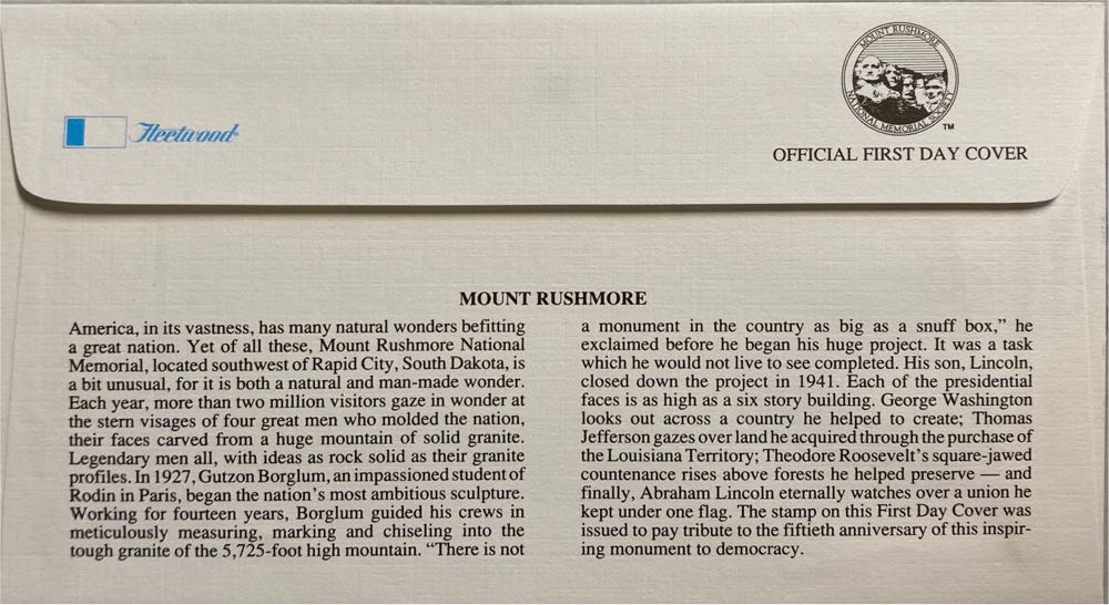 Flag Over Mount Rushmore  stamp collectible - Main Image 3