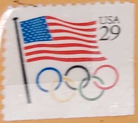Flag And Olympic Rings  stamp collectible - Main Image 2