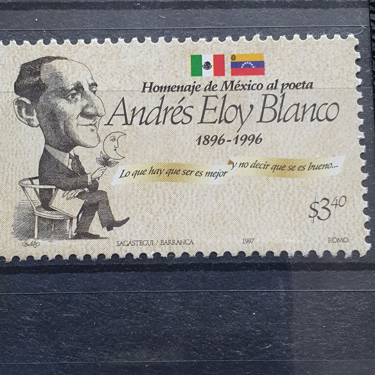 Homenaje De México Al Poeta Andrés Eloy Blanco  stamp collectible - Main Image 2