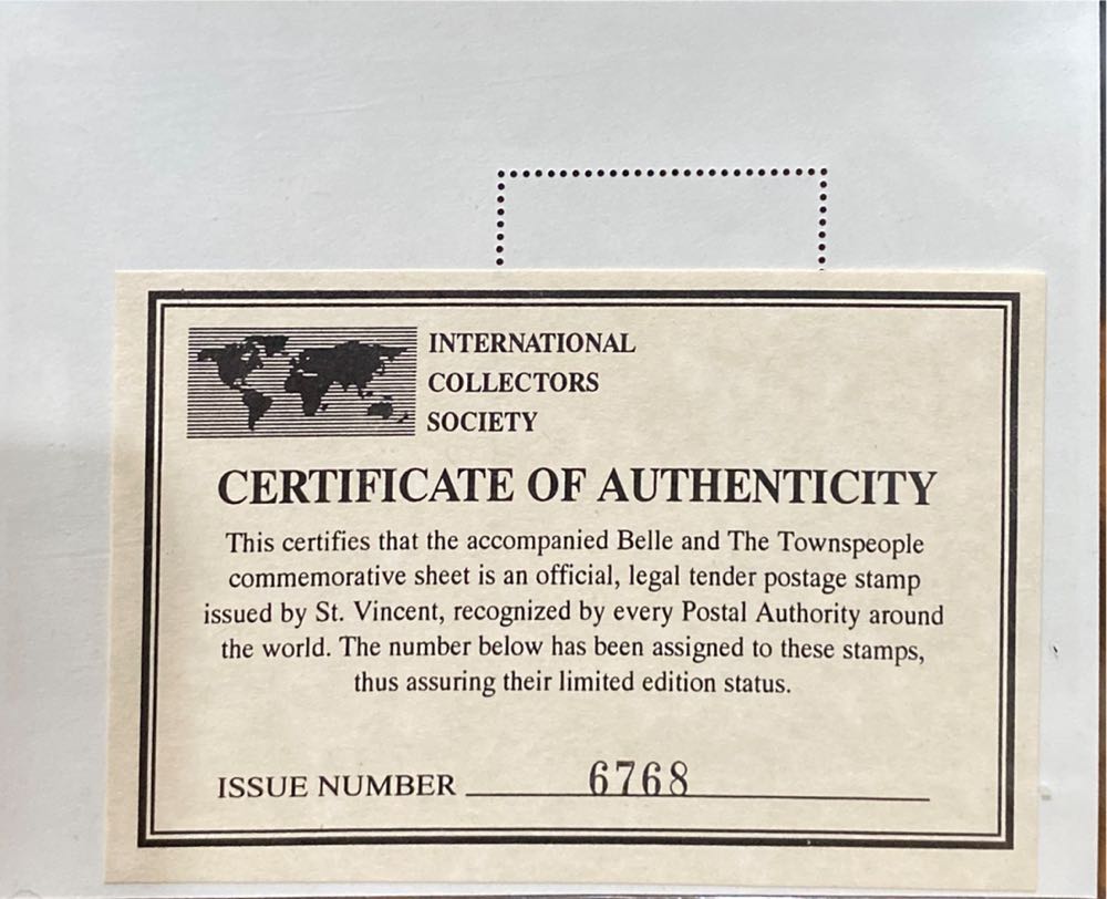 St. Vincent Beauty And The Beast Stamp Of Belle  stamp collectible - Main Image 2