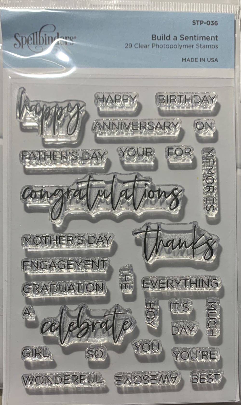 Spellbinders Stamps Sentiment Transparent  stamp collectible [Barcode 813233049124] - Main Image 2