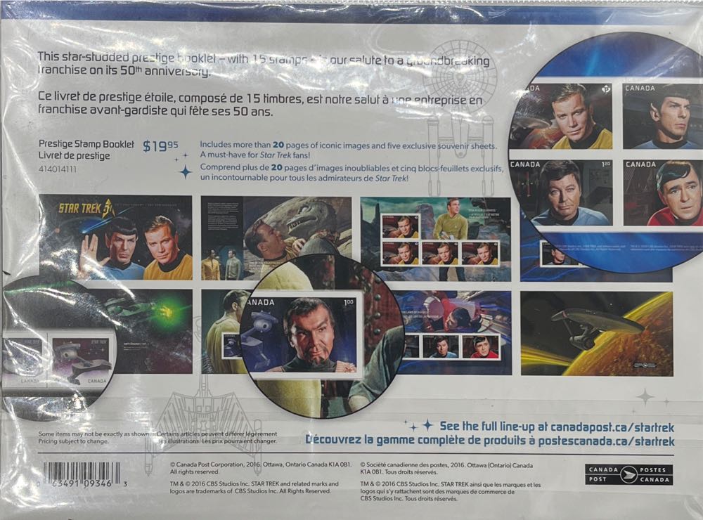 Canada Post Star Trek 50th Anniversary Prestige Stamp Booklet Sealed  stamp collectible [Barcode 063491093463] - Main Image 2