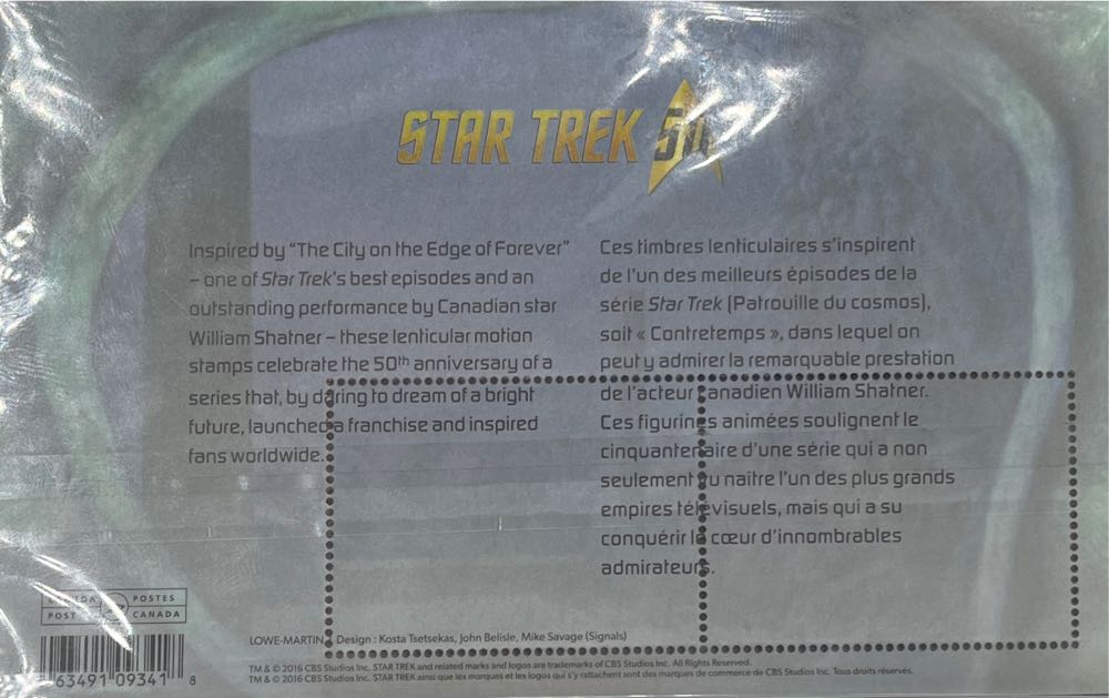 Star Trek 50th Lenticular  stamp collectible [Barcode 063491093418] - Main Image 2