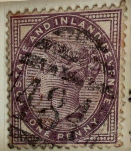 Queen Victoria ”Postage and Inland Revenue” One Penny (Penny Lilac)  stamp collectible - Main Image 2