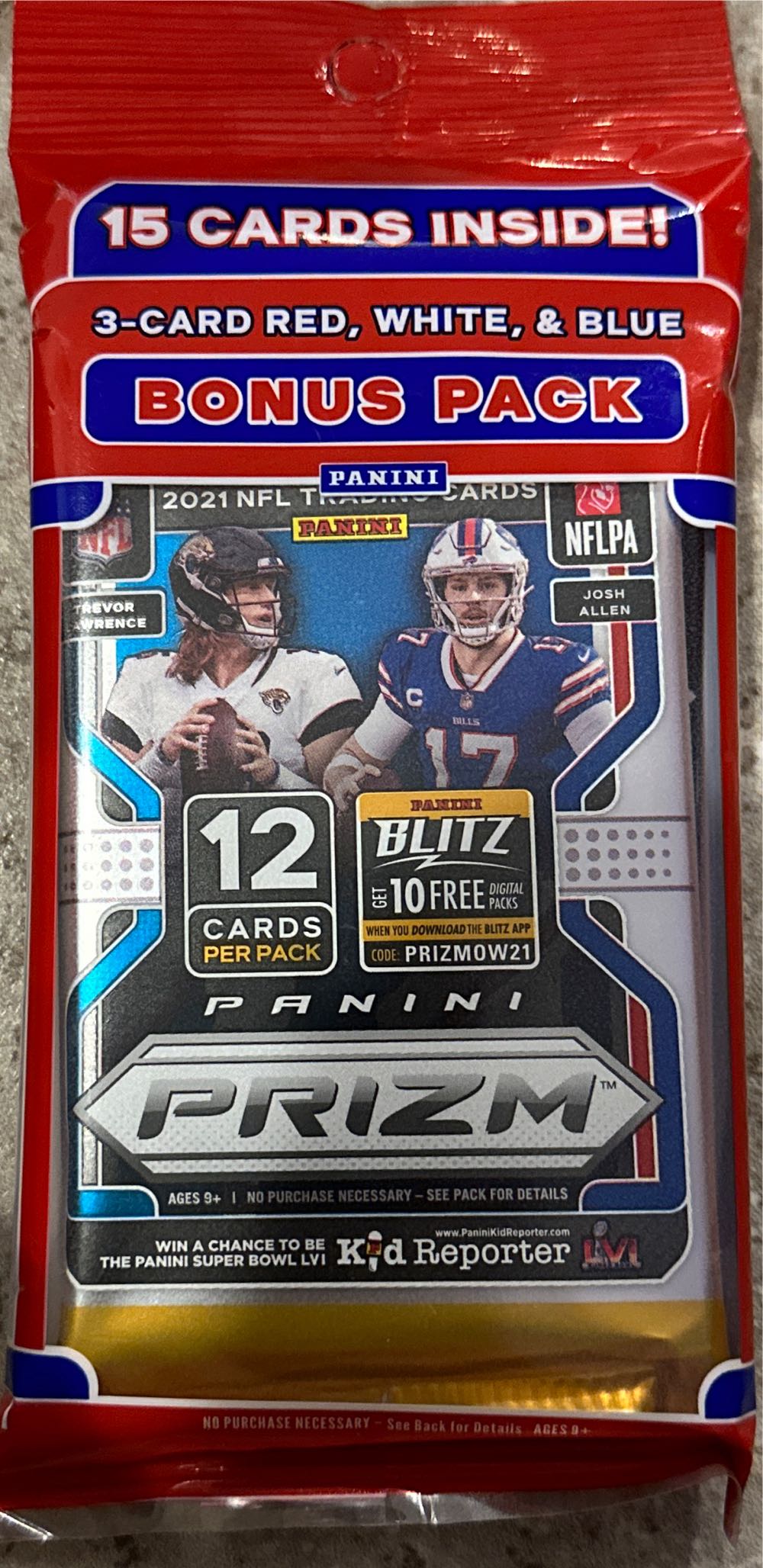 Panini Panini Prizm Nfl Football Cello Pack 15 Cards Brand New Sealed Of 2  stamp collectible [Barcode 613297976547] - Main Image 2