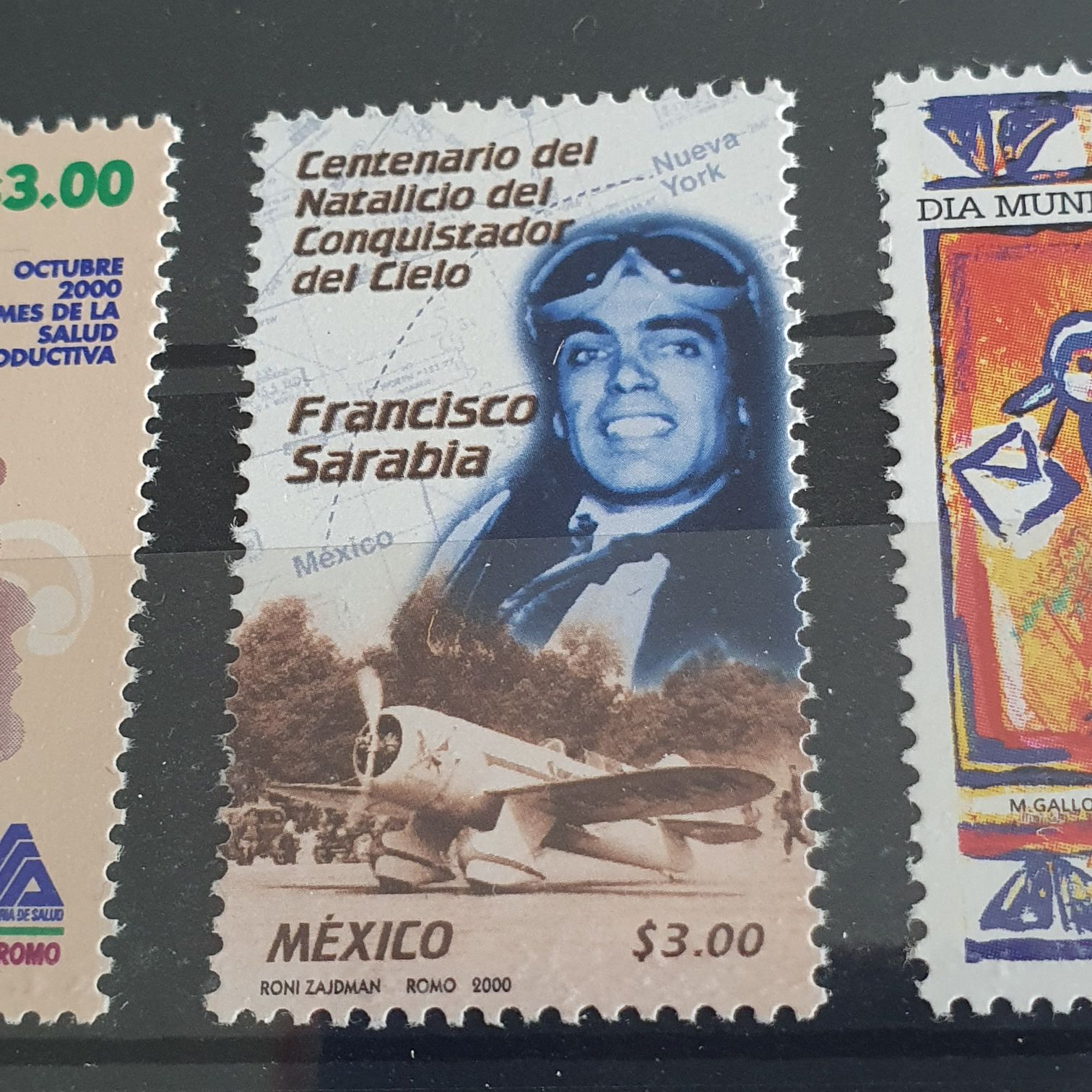 Centenario Del Natalicio Del Conquistador Del Cielo Francisco Sarabia  stamp collectible - Main Image 2