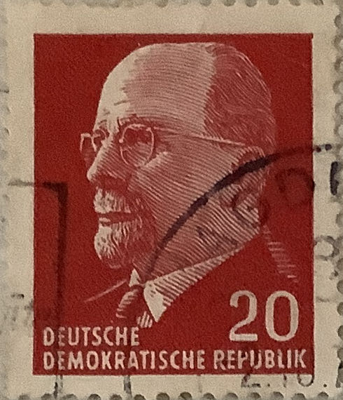 Blue And White Woman Carrying A Gourd Of Water With Cows