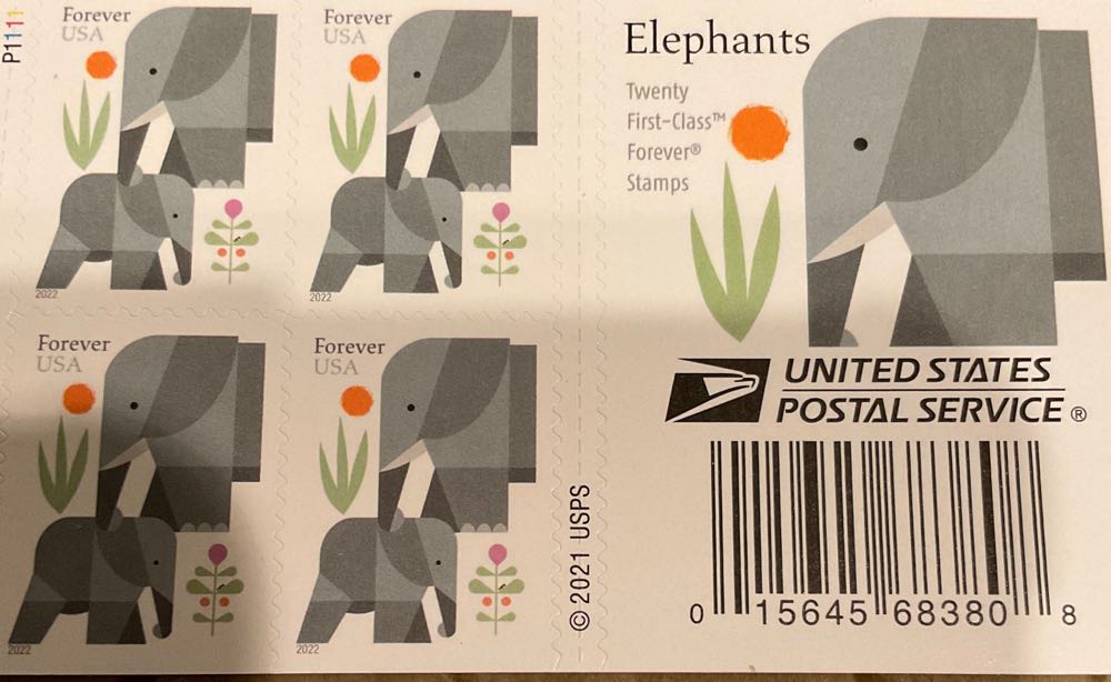 Mint Us Elephants Booklet Of 20 Forever Mnh Of Scott Pane 5714 5714b #5714 Scott# Mnh Block Deck Card. Dc  stamp collectible [Barcode 015645683808] - Main Image 2
