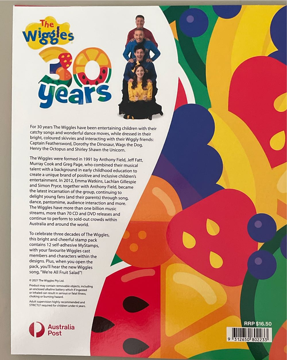 Pack Australia The Wiggles 30 Years Musical Sound Chip Self Adhesive  stamp collectible [Barcode 9312650802233] - Main Image 2